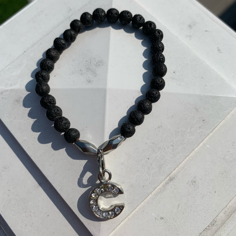 LAVA ROCK “C” SILVER DIAMOND BRACELET WOMEN
